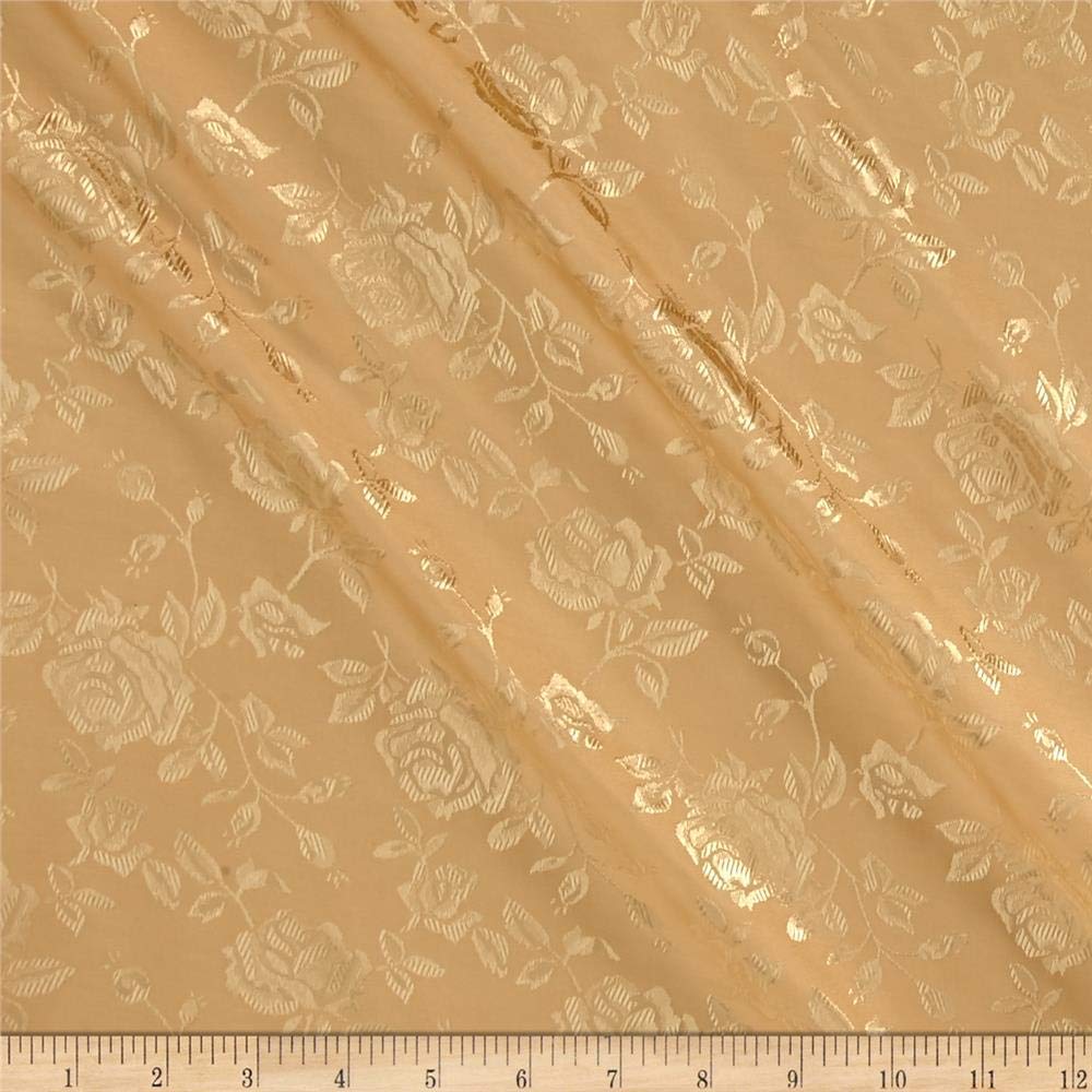 60" Wide Polyester Flower Brocade Jacquard Satin Fabric, Sold By The Yard.