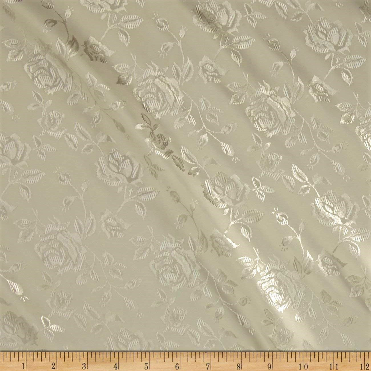 60" Wide Polyester Flower Brocade Jacquard Satin Fabric, Sold By The Yard.