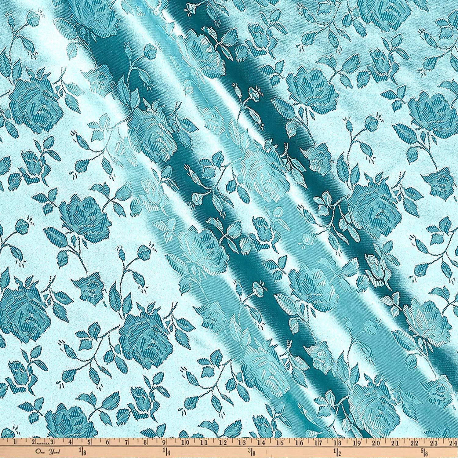 60" Wide Polyester Flower Brocade Jacquard Satin Fabric, Sold By The Yard.