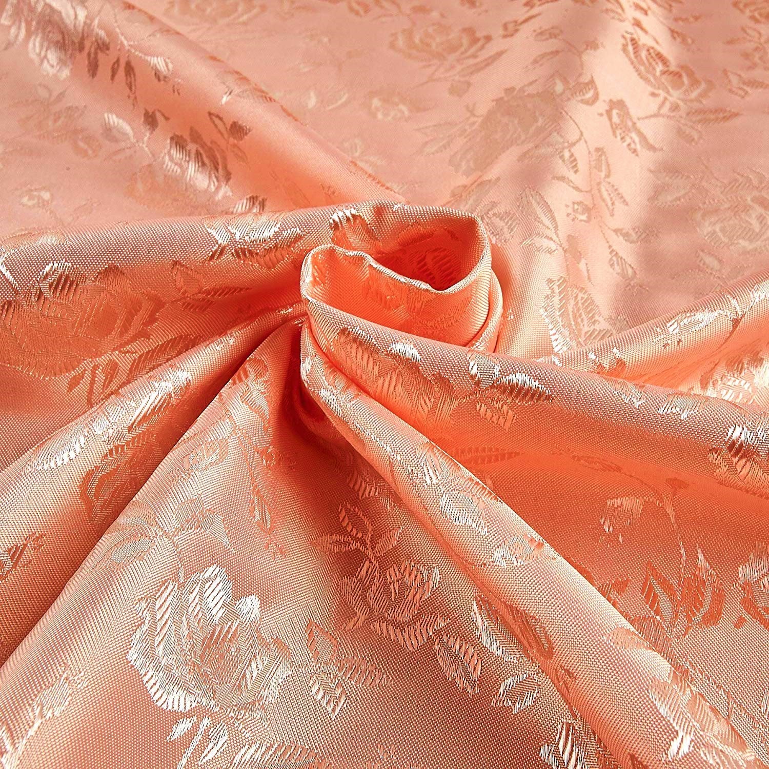 60" Wide Polyester Flower Brocade Jacquard Satin Fabric, Sold By The Yard.