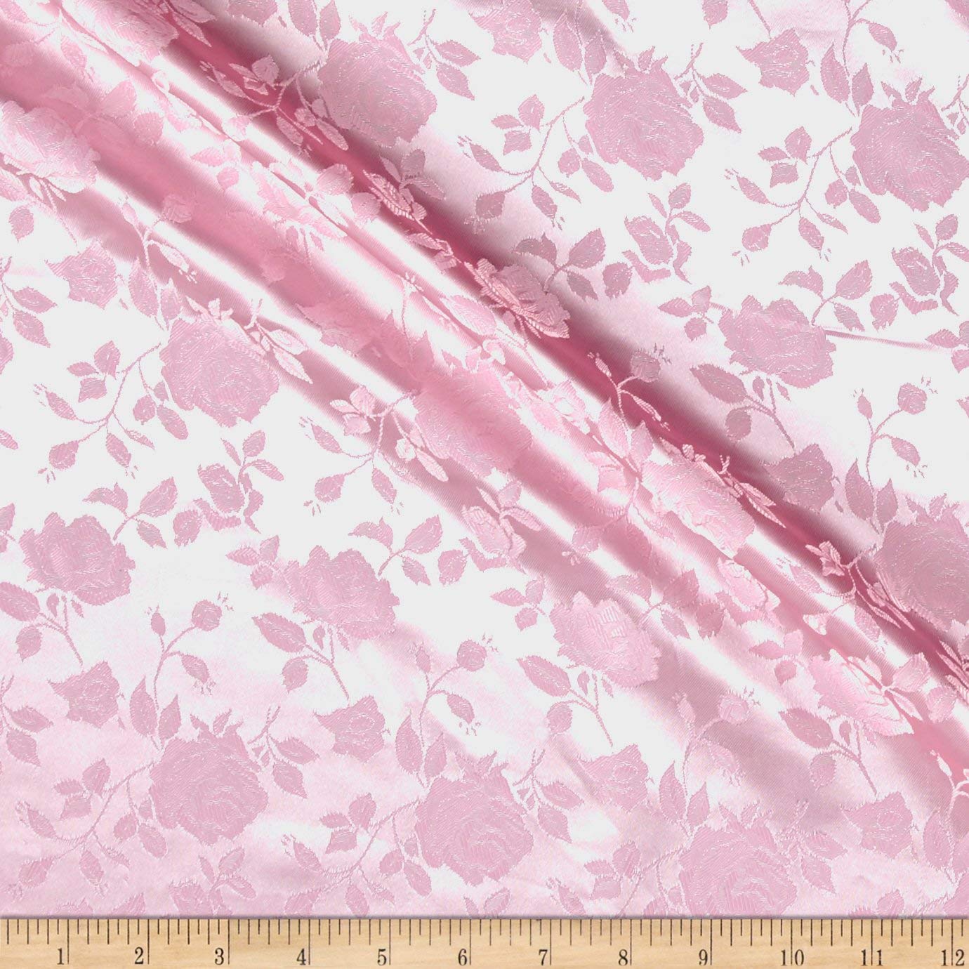 60" Wide Polyester Flower Brocade Jacquard Satin Fabric, Sold By The Yard.