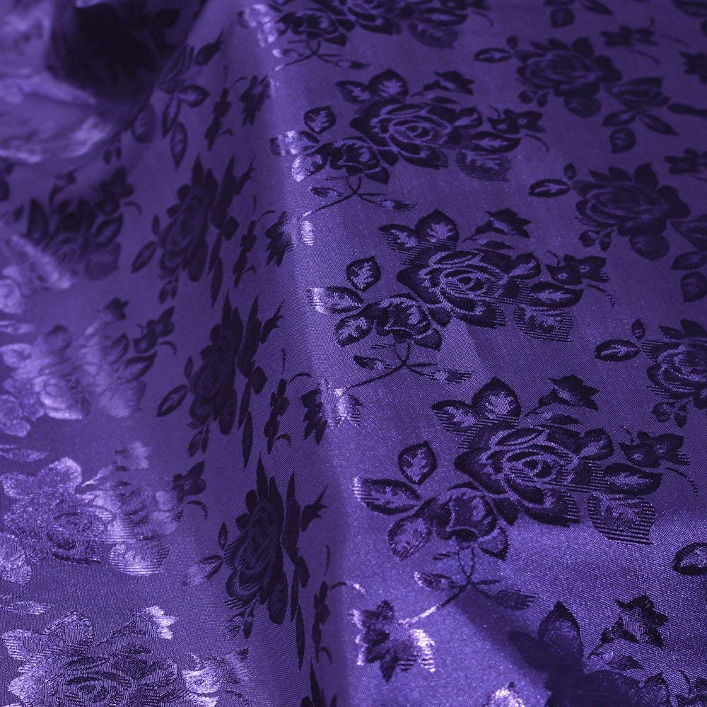 60" Wide Polyester Flower Brocade Jacquard Satin Fabric, Sold By The Yard.