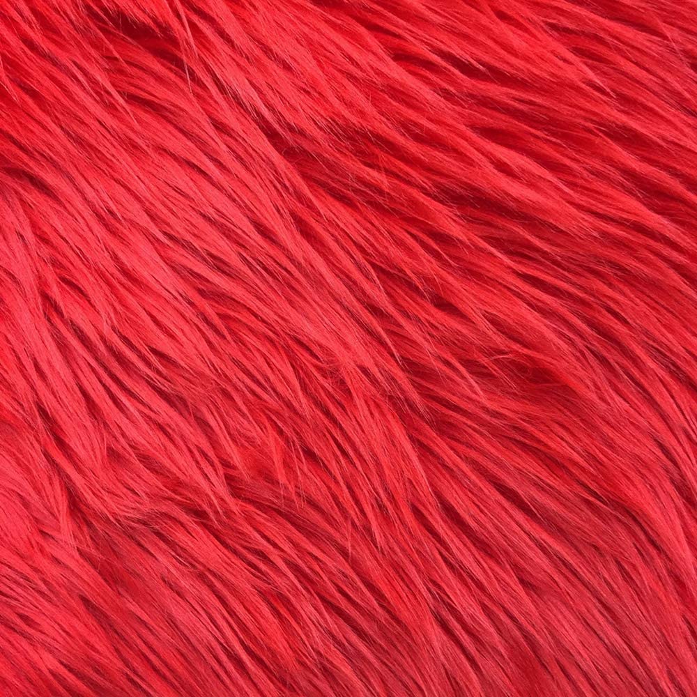 Red Shaggy Faux Fur Fabric by the Yard