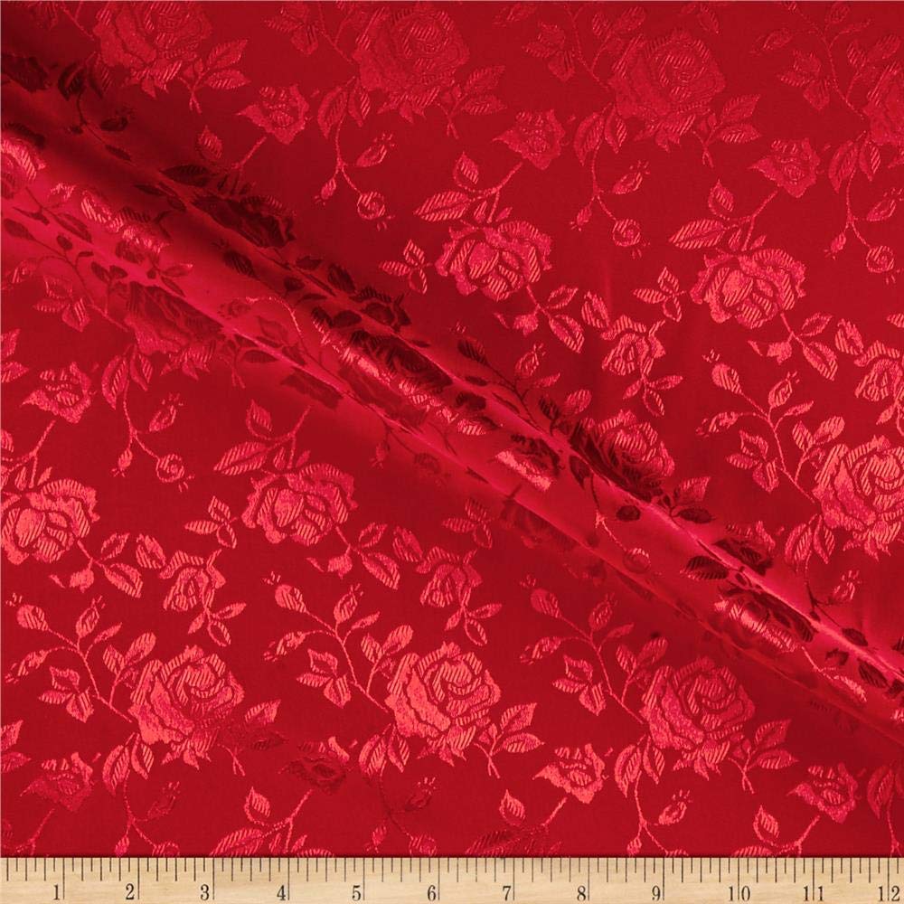 60" Wide Polyester Flower Brocade Jacquard Satin Fabric, Sold By The Yard.