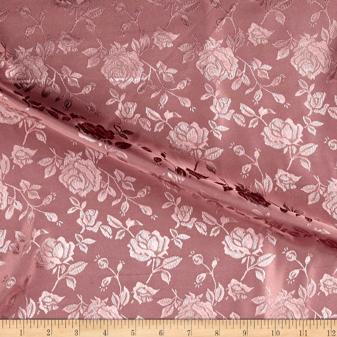 60" Wide Polyester Flower Brocade Jacquard Satin Fabric, Sold By The Yard.