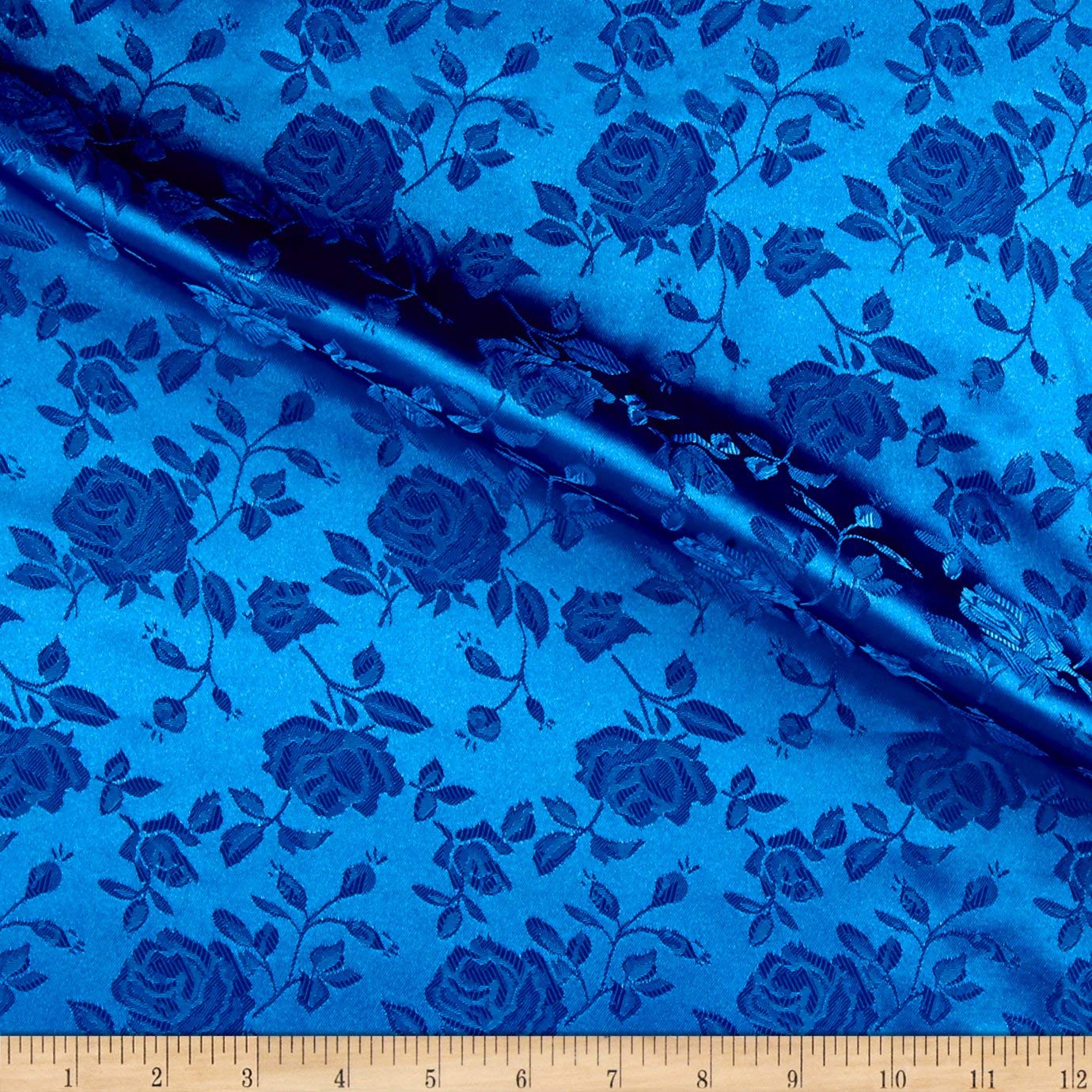 60" Wide Polyester Flower Brocade Jacquard Satin Fabric, Sold By The Yard.