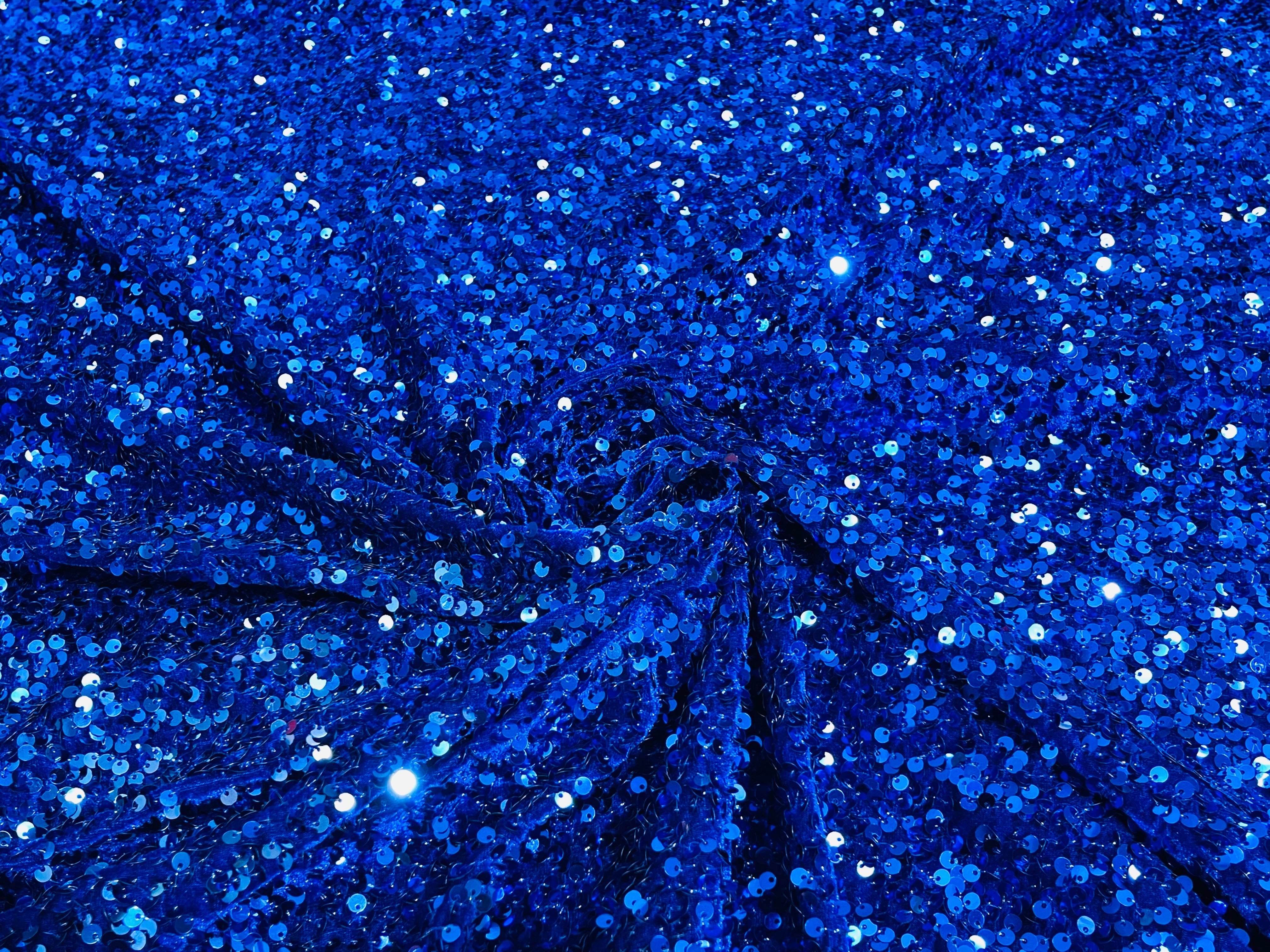 Royal Blue Sequin Velvet Stretch 5mm fabric 58"Wide-Prom-Nightgown fabric- Sold by the yard.