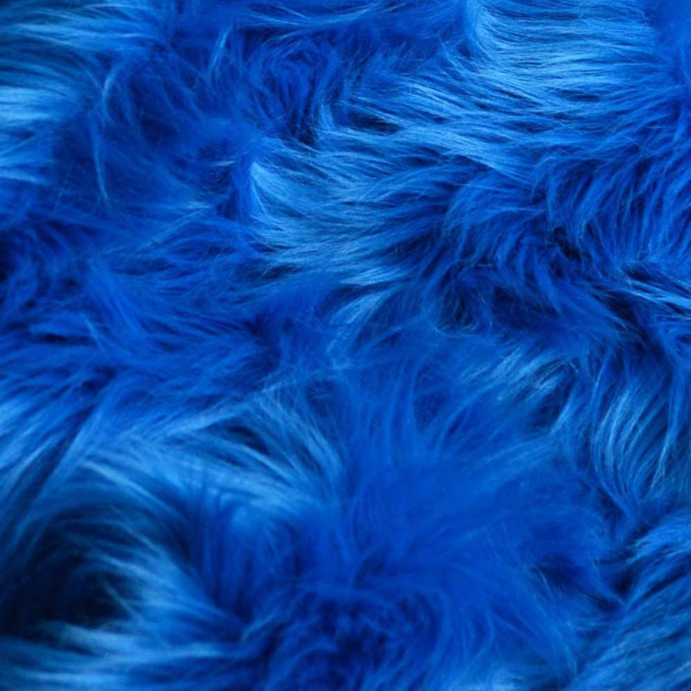Royal Blue Shaggy Faux Fur Fabric by the Yard
