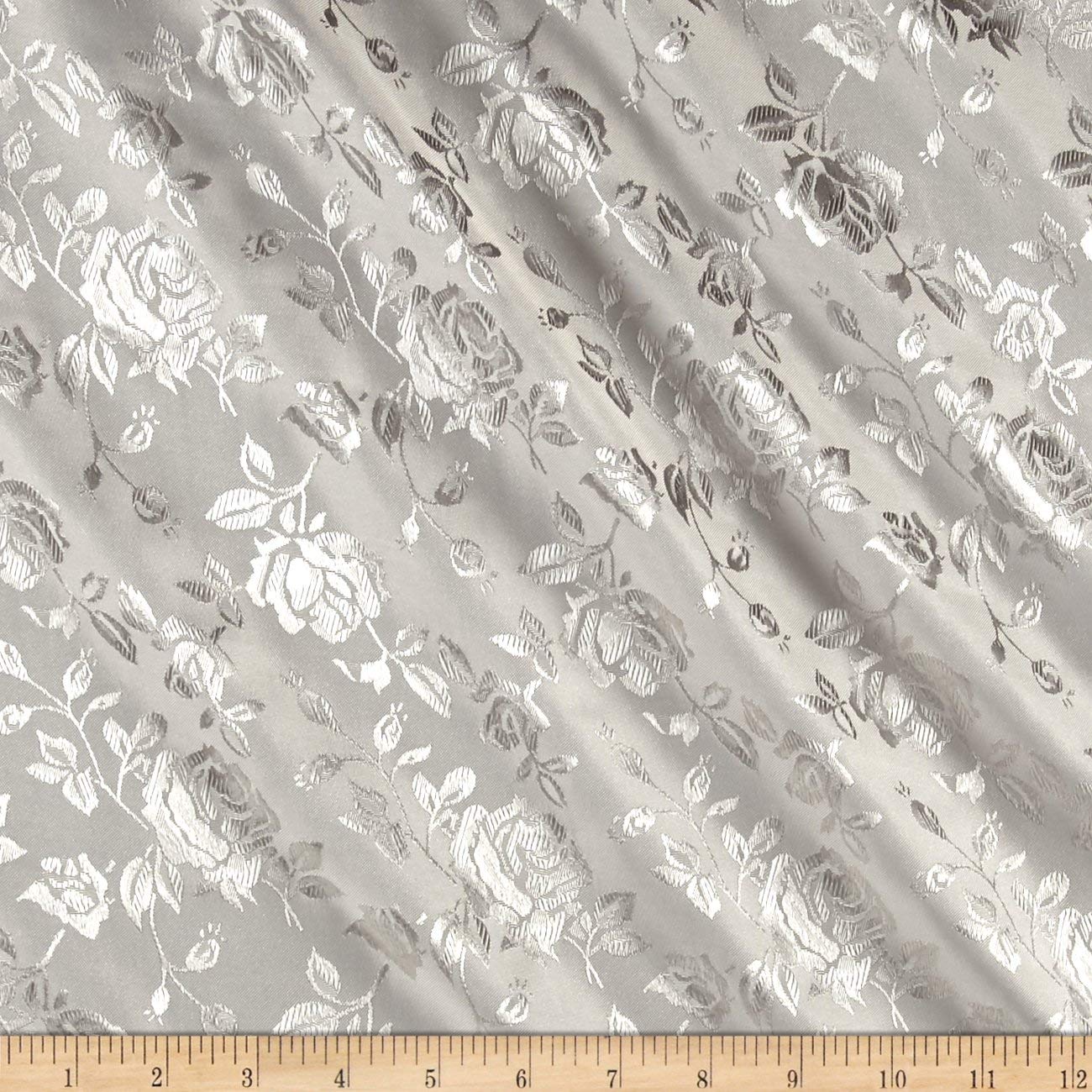 60" Wide Polyester Flower Brocade Jacquard Satin Fabric, Sold By The Yard.