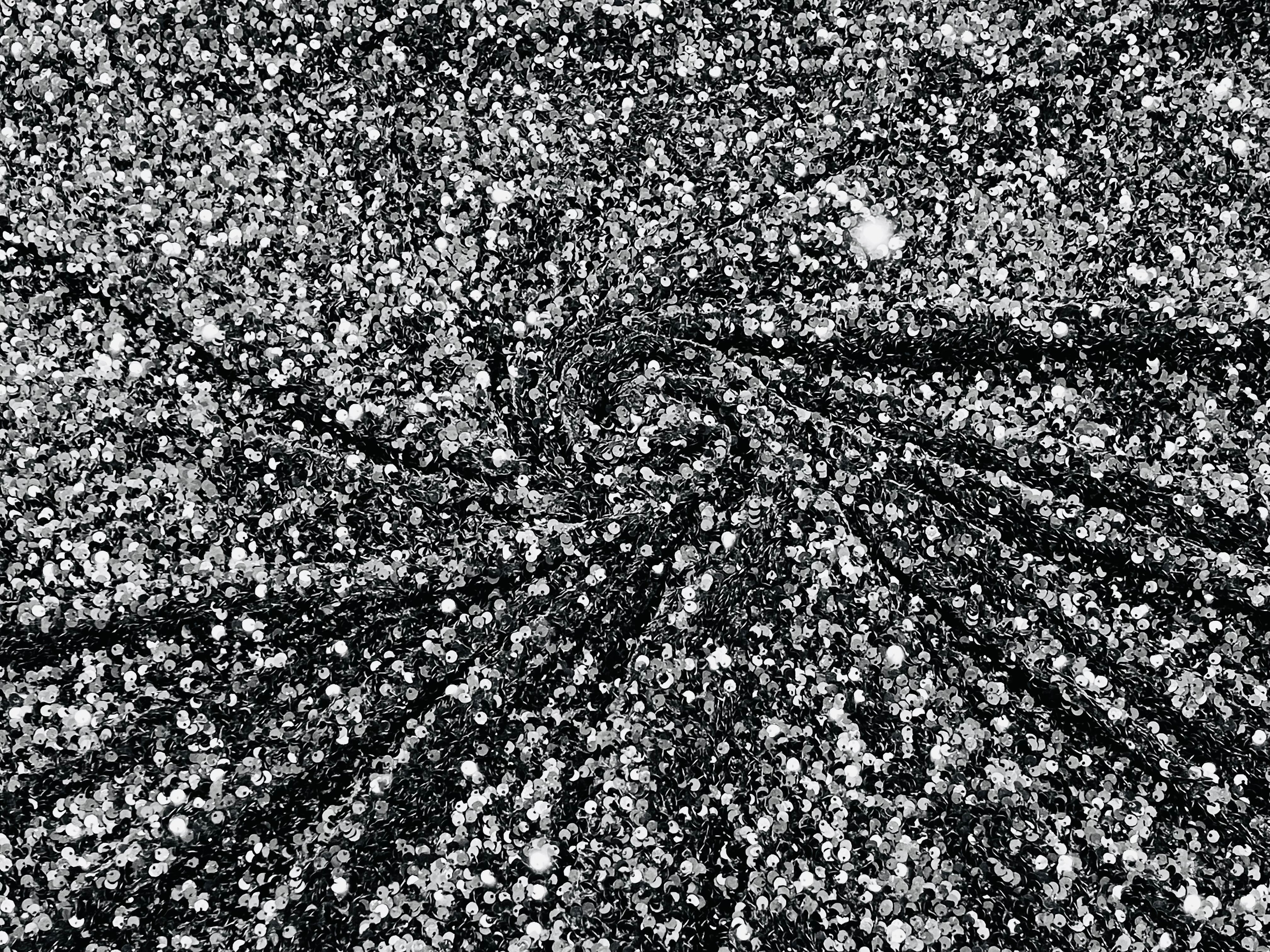 Silver Black Sequin Velvet Stretch 5mm fabric 58"Wide-Prom-Nightgown fabric- Sold by the yard.