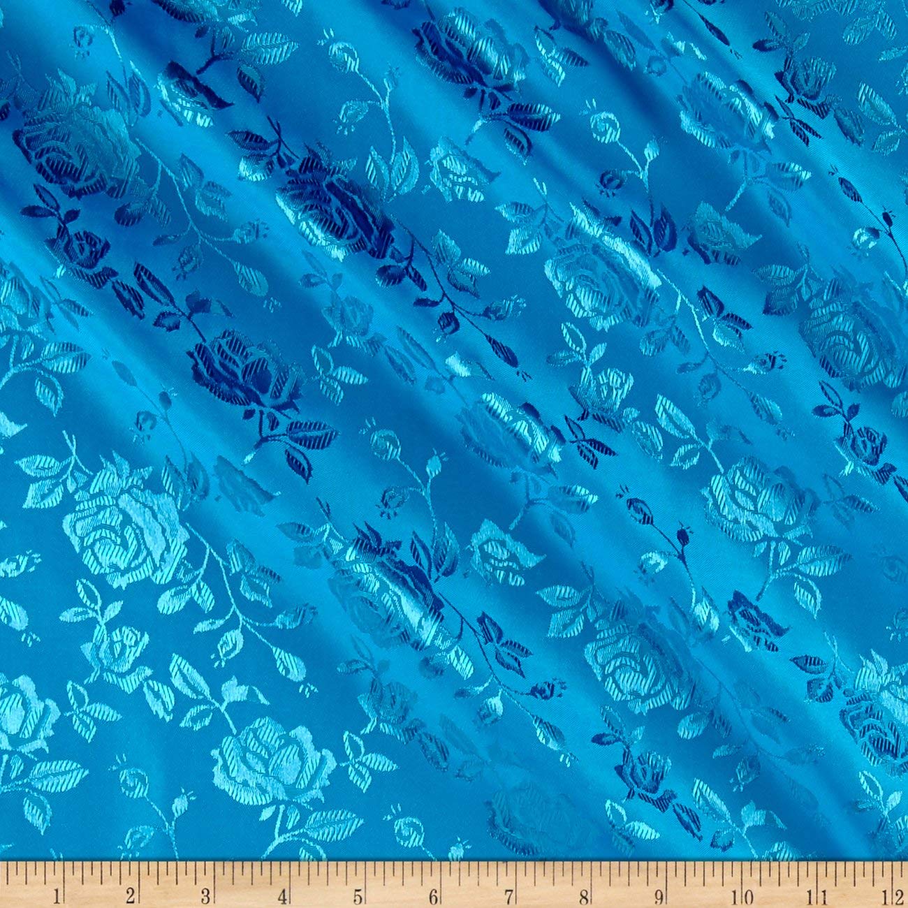 60" Wide Polyester Flower Brocade Jacquard Satin Fabric, Sold By The Yard.