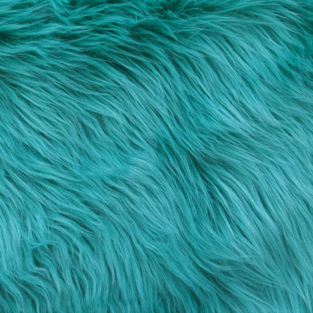 Turquoise Shaggy Faux Fur Fabric by the Yard