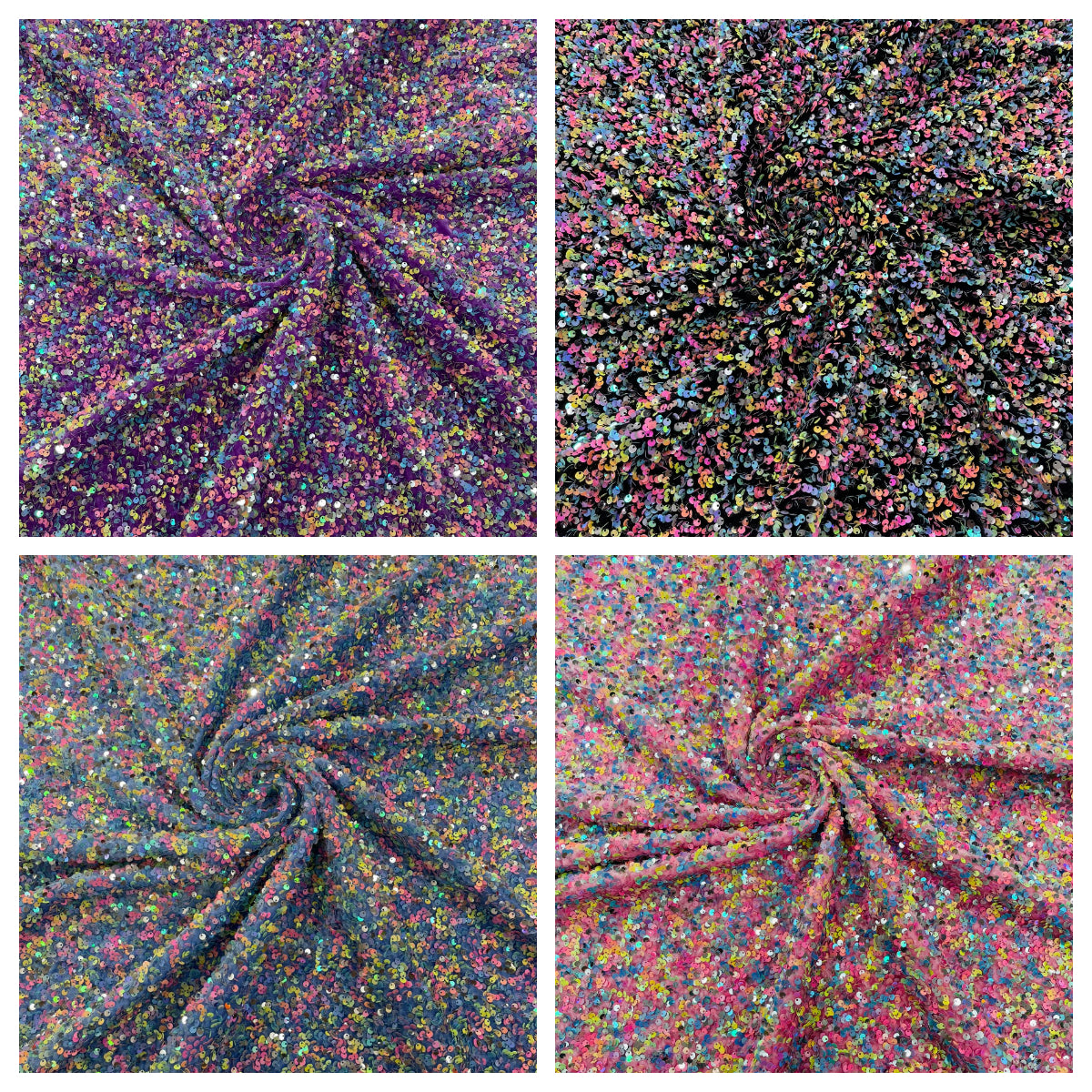 Multi color Confetti all over shiny sequins stretch velvet , sold by the yard.