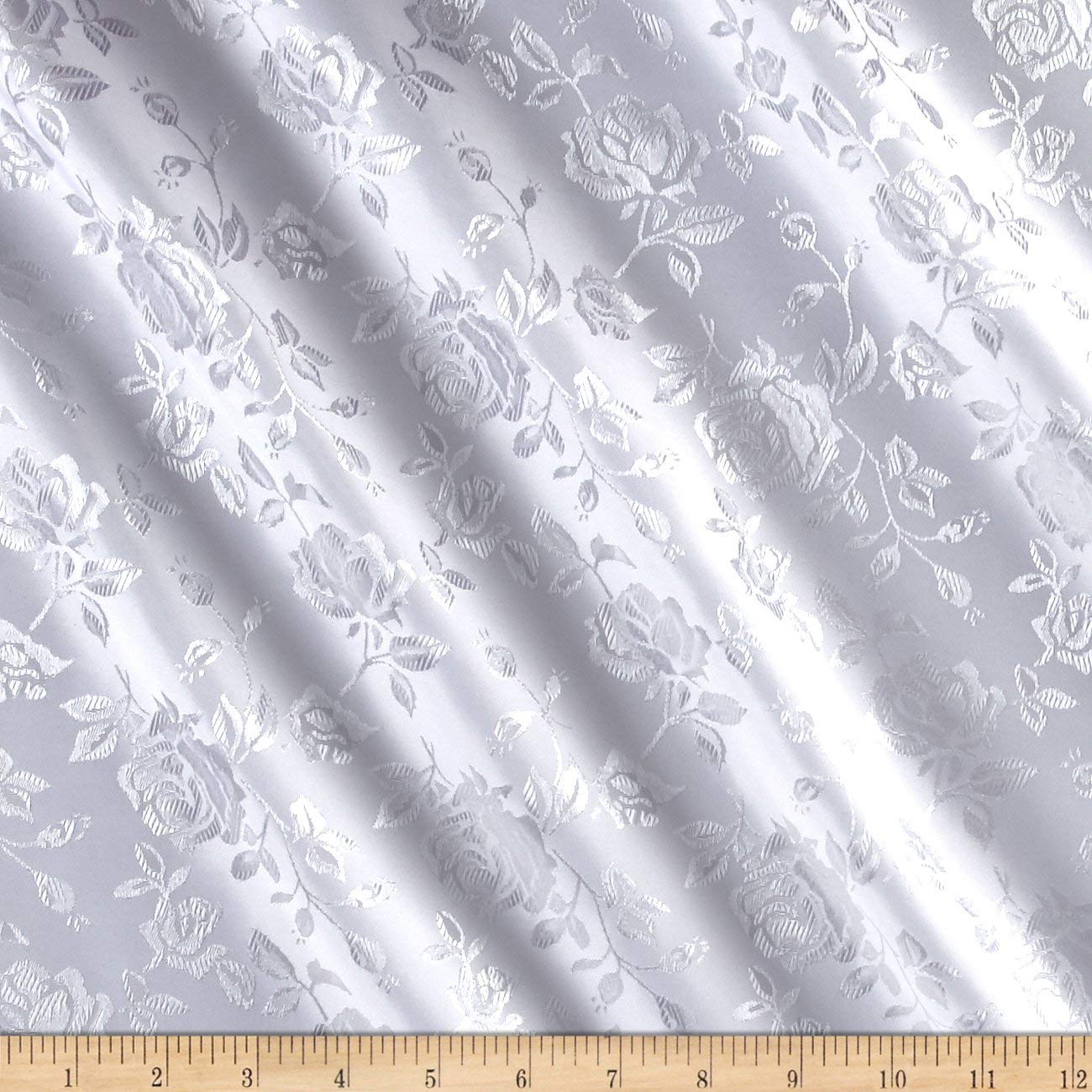 60" Wide Polyester Flower Brocade Jacquard Satin Fabric, Sold By The Yard.