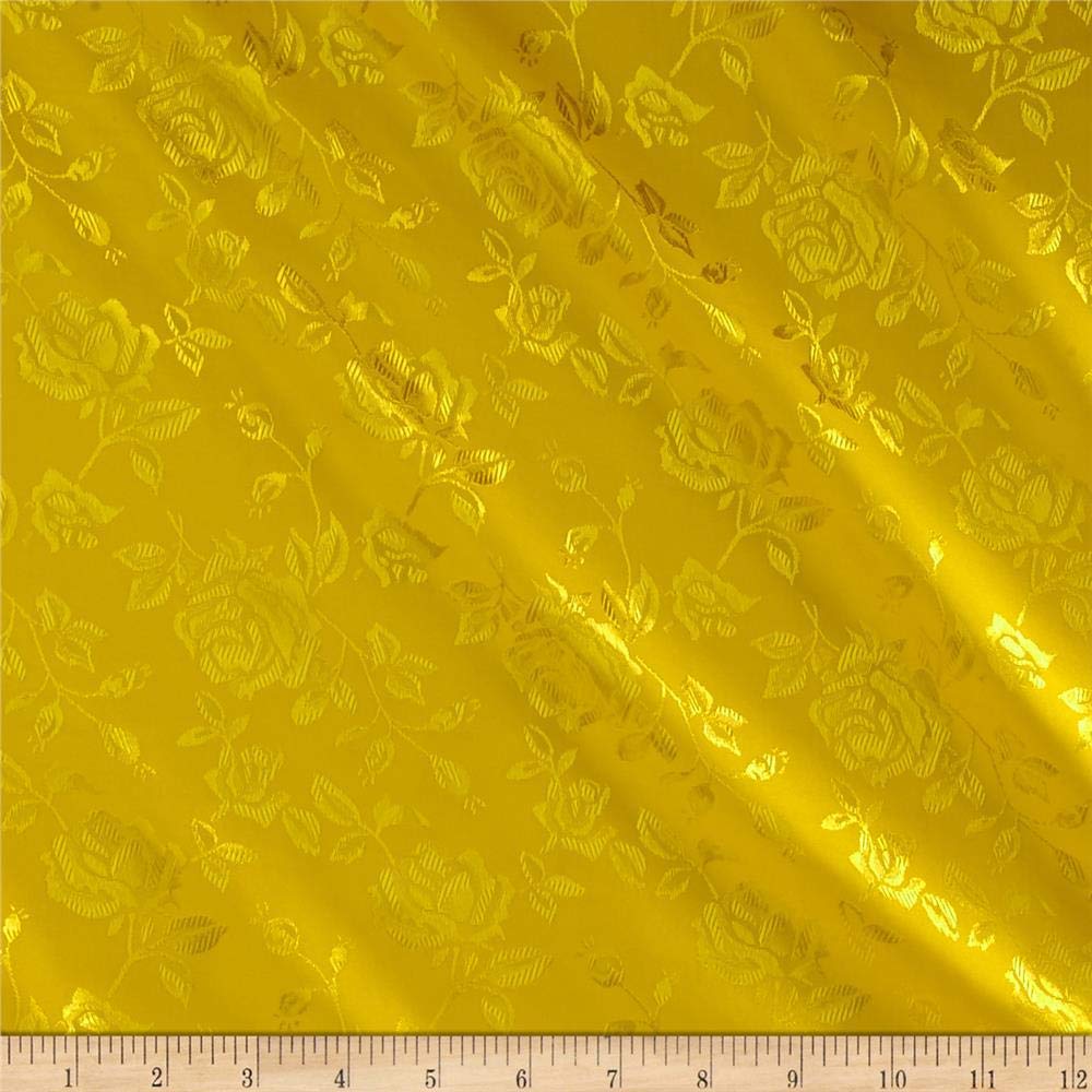 60" Wide Polyester Flower Brocade Jacquard Satin Fabric, Sold By The Yard.