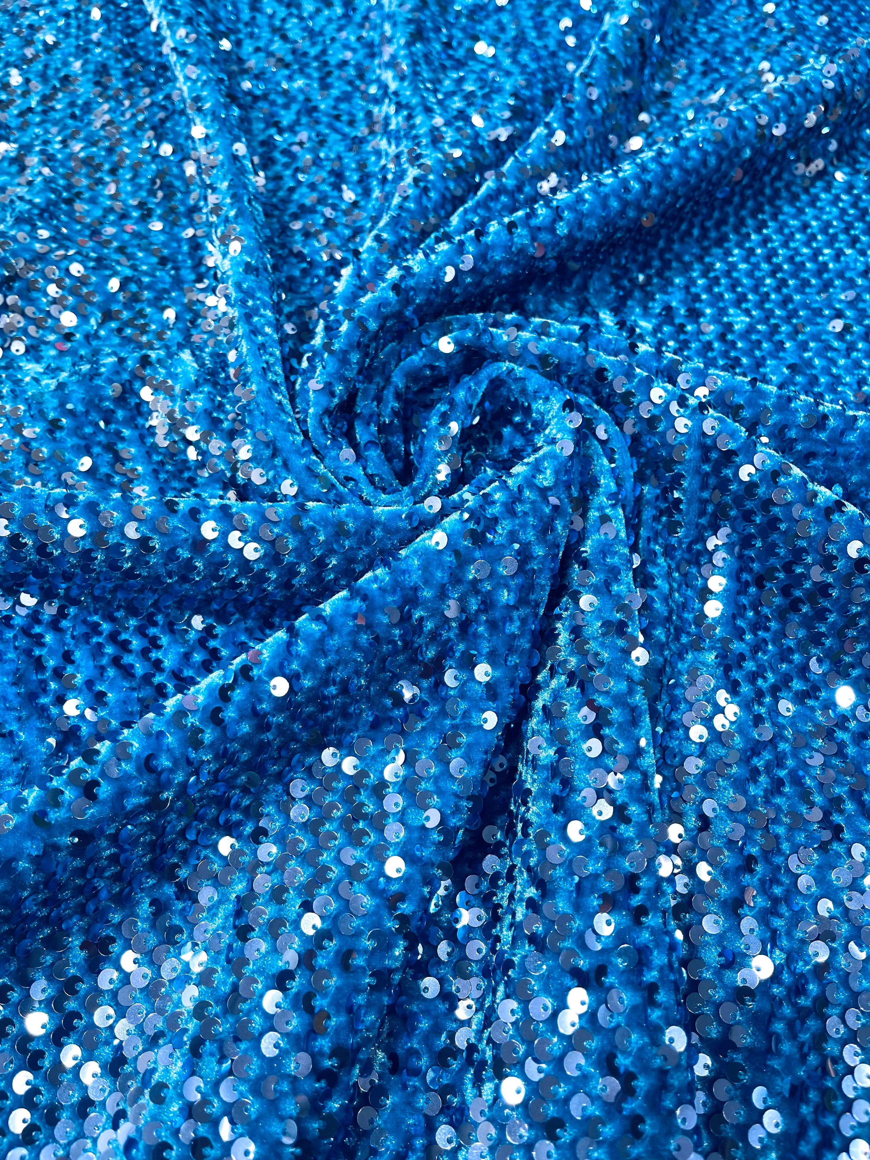 Sequin Velvet Stretch 5mm fabric 58"Wide-Prom-Nightgown fabric- Sold by the yard.